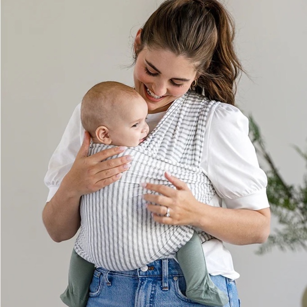 Solly Baby Wrap - Natural & Grey Stripe.